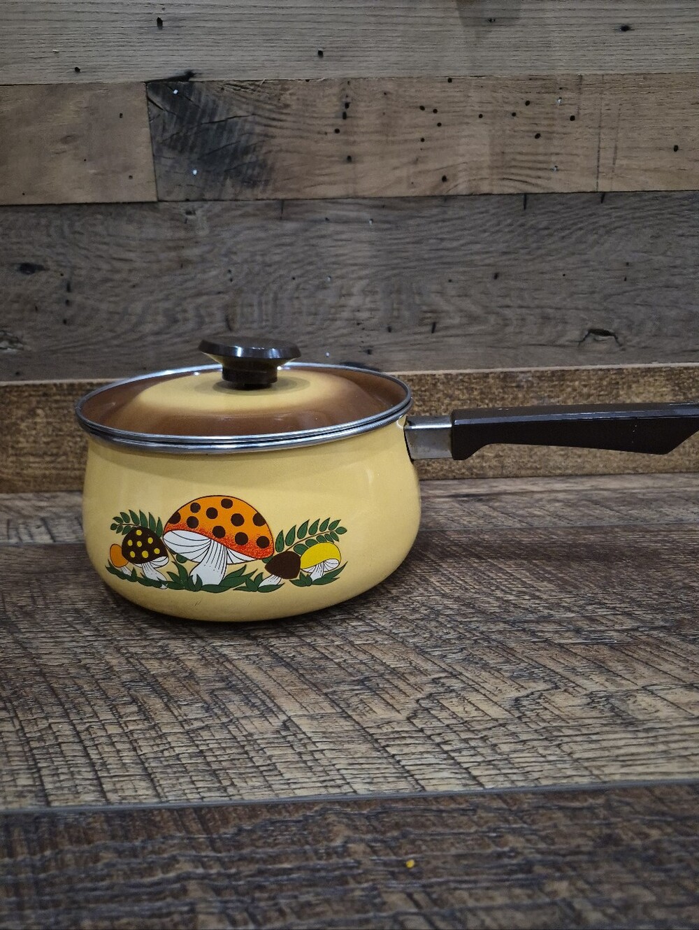 Vintage Authentic Sears Merry Mushroom Enamelwear Cookware Pot With Lid